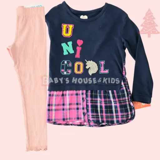 Blusa manga larga, tipo suéter de la parte superior y legging, talla 7 