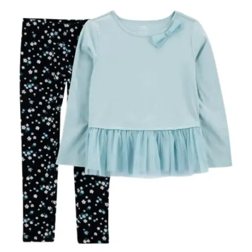 Blusa manga larga con tutú y Leggins,  talla 8