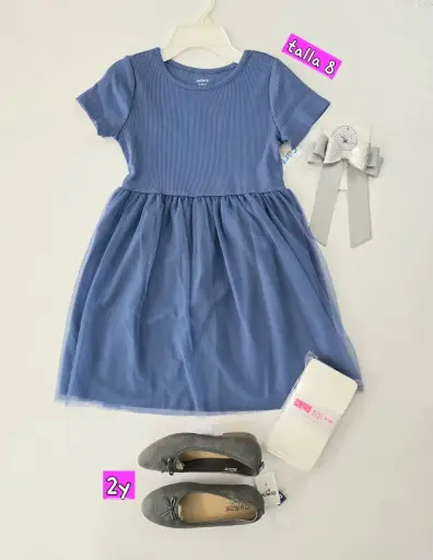 Vestido azul con tutú, talla 8