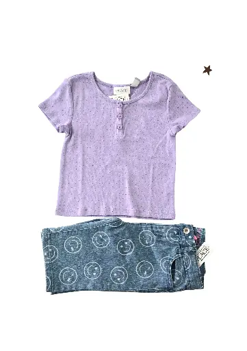 Blusa y short Jean largo, talla 8 niña