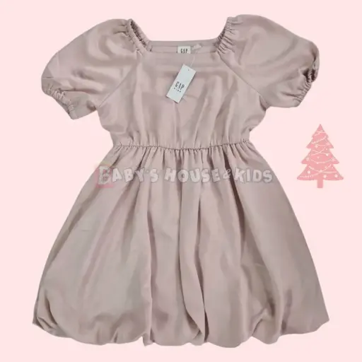 Vestido abombado rosa viejo, talla 8