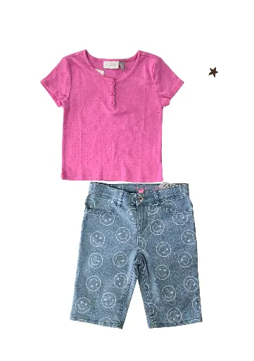 Blusa y short Jean largo stretch, talla 8 niña
