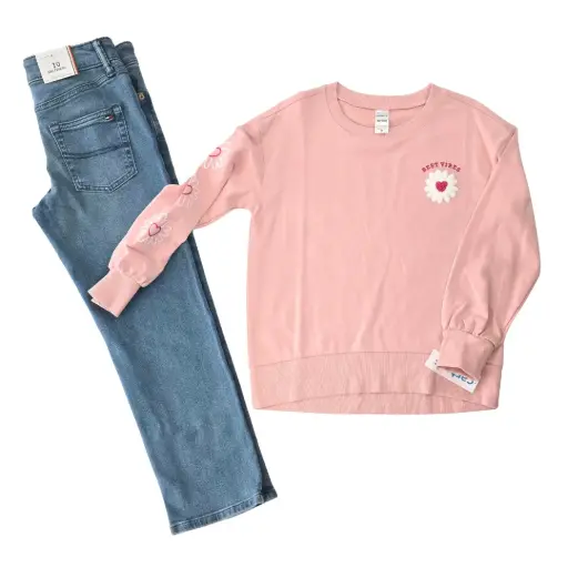 Camisa Sweater de algodón y Jeans ancho,talla 10