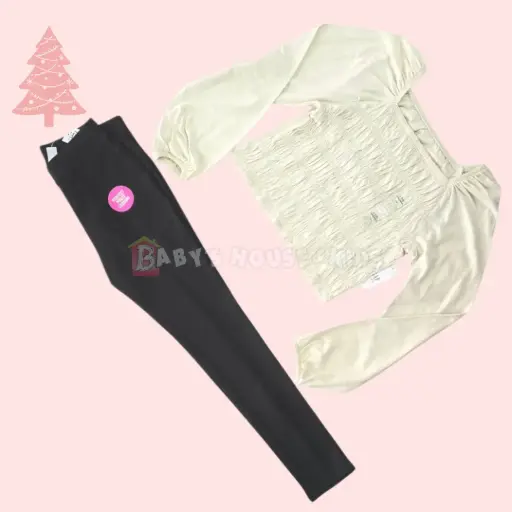 Blusa corta  y Jeggings color negro, talla 10 