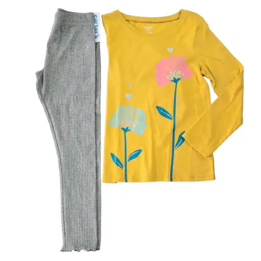 Camisa manga larga de algodón y leggings, talla 10