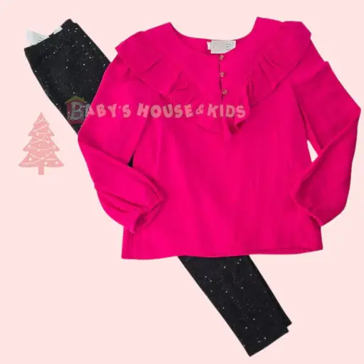 Blusa Fuscia y leggings,talla 10 