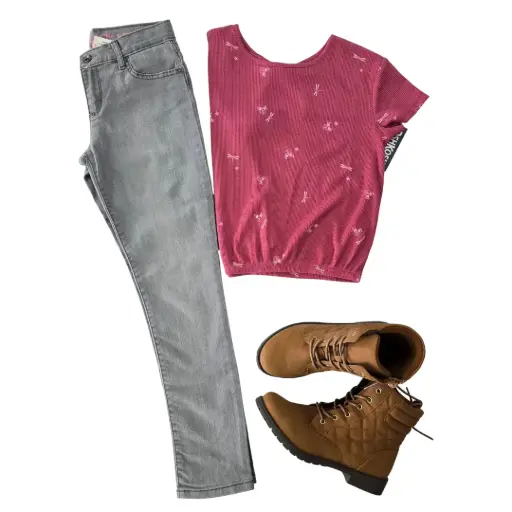 Blusa y Jeans super skinny gris, talla 10 