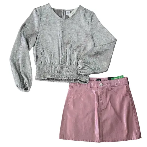 Blusa y falda brillante, talla 10