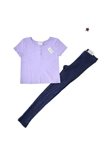 Blusa stretch y Jeggings azul marino, talla 12 niña