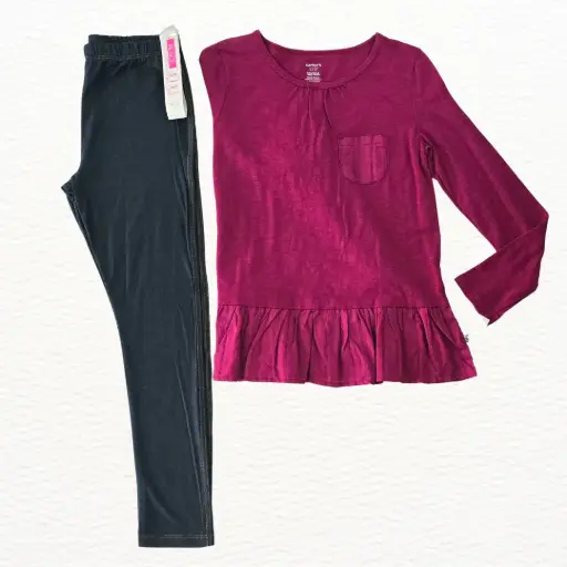 Camisa manga larga de algodón y leggings, talla 12