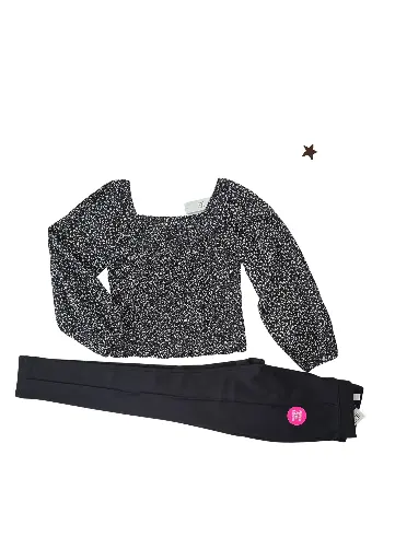 Blusa manga larga crop top y jeggings, talla 12 niña