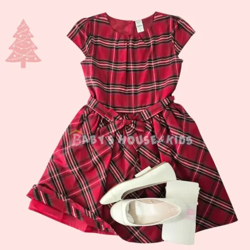 Vestido rojo cuadriculado, talla12