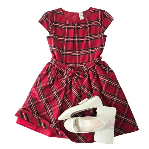 Vestido rojo cuadriculado, talla12