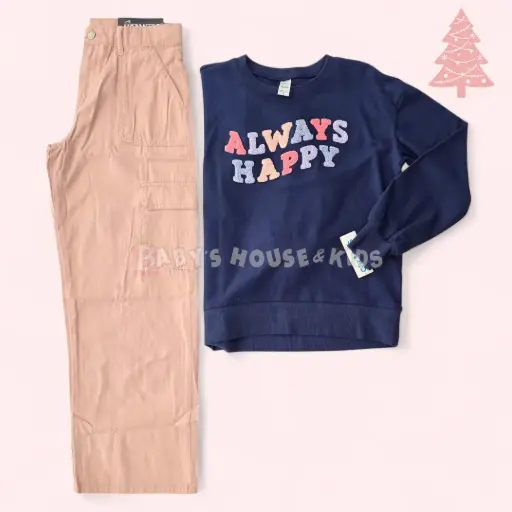 Camisa sweater 100% algodón y pantalon ancho, talla 14 niña