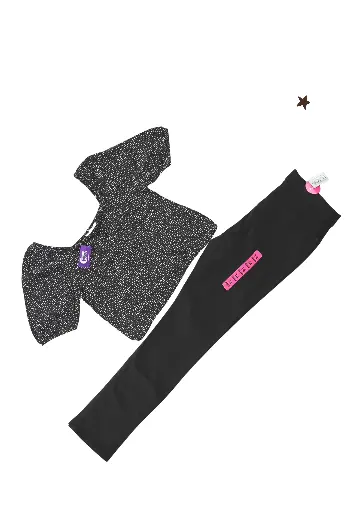 Blusa crop top y Jean skinny color negro, talla 12 niña