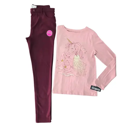 Camiseta y jeggings ocre,talla 14