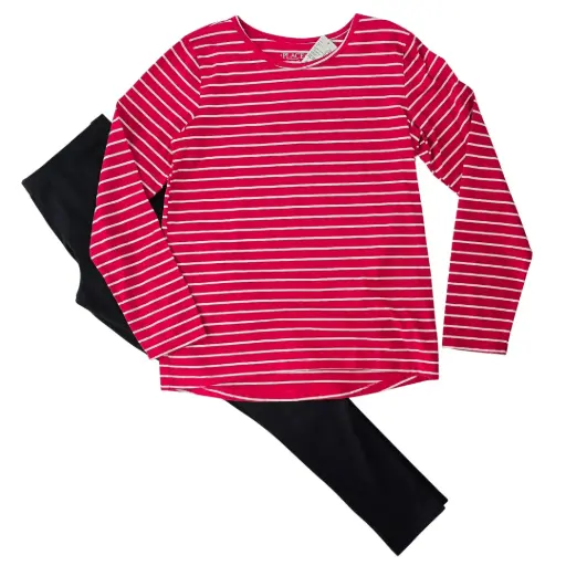 Camiseta manga larga a rayas y leggin talla 14