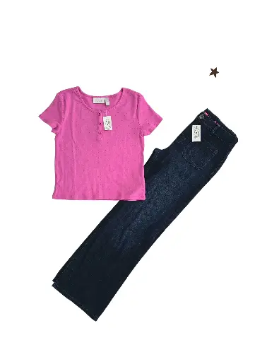 Blusa y Jean ancho, talla 14 niña