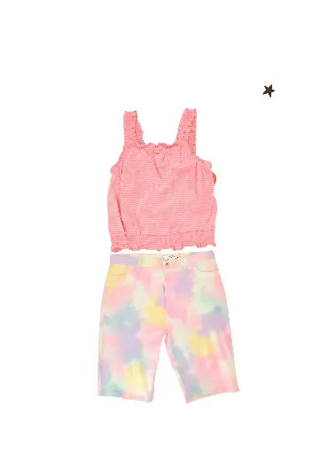 Blusa escotada y Short stretch largo talla 16