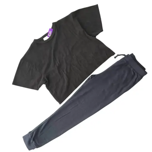 Camiseta deportiva ancha talle corto y buzo de algodón, talla 16 