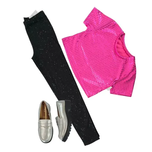 Blusa talle corto y jeggings, talla 16