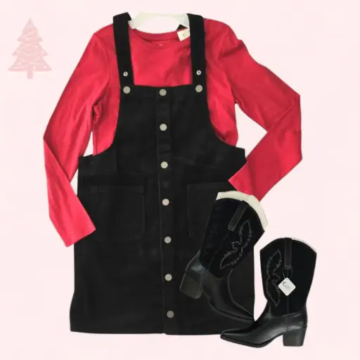 Overol corduroi color negro, talla 16