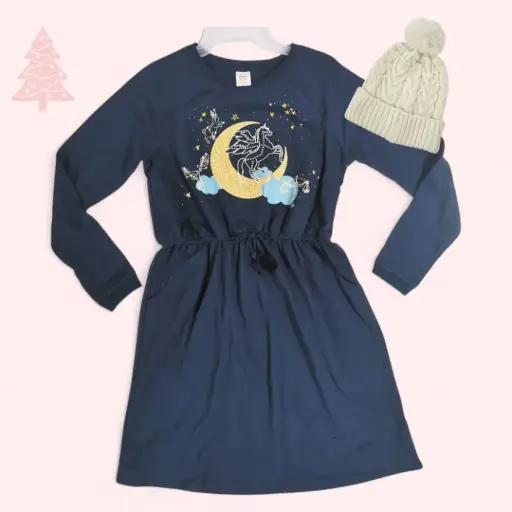 Vestido stretch azul y de algodón, talla 16