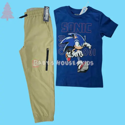 Camiseta sonic y buzo tela deportivo, talla 6