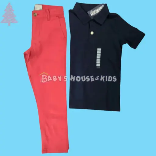 Polo azul marino y pantalón talla 6