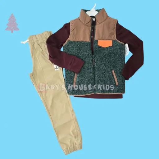 Camisa stretch ocre y Jogger con centro calientito, talla 8