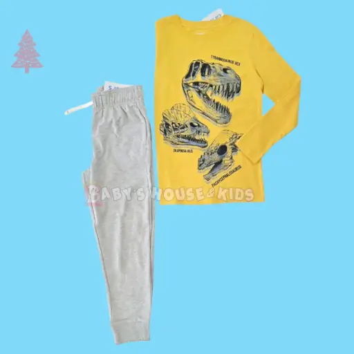 Camiseta 🦖 manga larga y buzo gris de algodón, talla 8