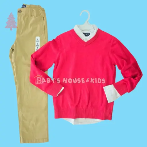 Outfit ❄️ con sweater rojo, talla 8