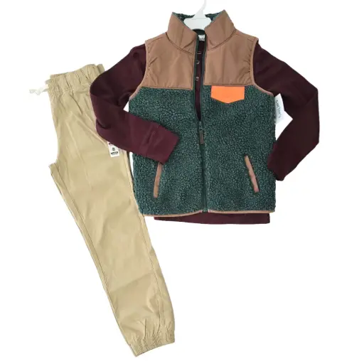 Camisa manga larga stretch, centro  y pantalón jogger, talla 8