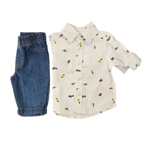 Set pantalón y camisa de botones talla 3 meses
