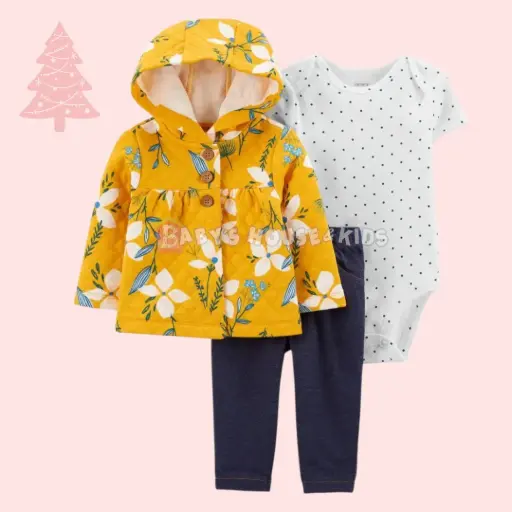 Set 3 piezas con chaqueta bebé 24 meses niña