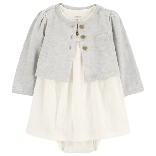 Vestido con sweater ligero talla 0-3 meses