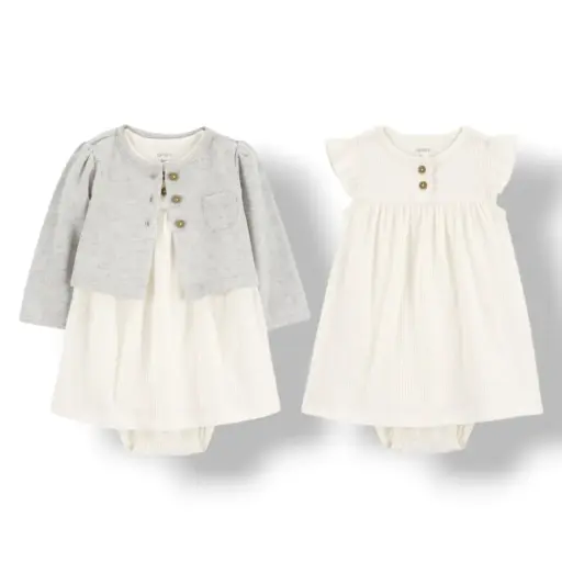 Vestido fresco con suetercito de algodón talla 0-3 meses