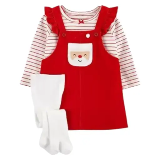 Vestido navideño con medias gruesas  ☃️ talla 3 meses