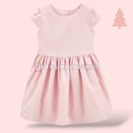 Vestido rosa pastel con forro interior, tela satín, talla 3t