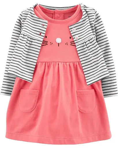 Vestido escotado con sweater tela ligera talla 9 meses