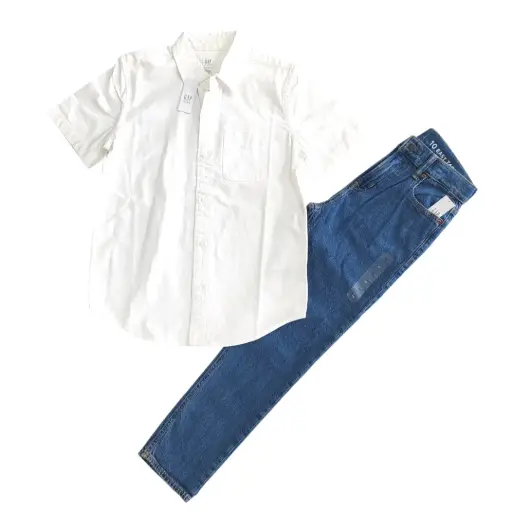 Manga corta y jeans, talla 10