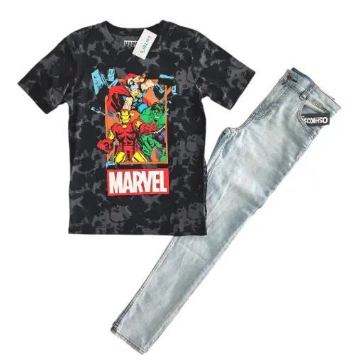 Camiseta y jeans, talla 10