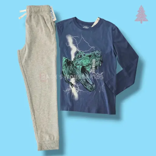 Camiseta azul 🦖 y buzo de algodón, talla 12