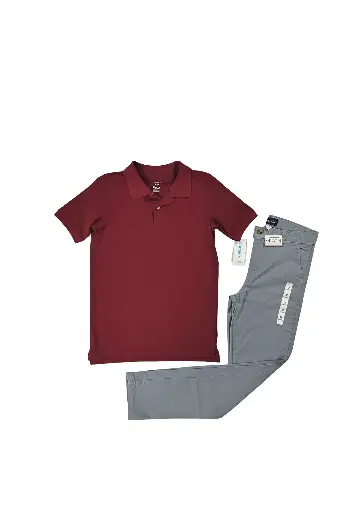 Polo ocre y pantalón stretch color gris talla 12 años