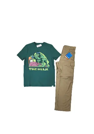 Camiseta Hulk y pantalón que se puede hacer short talla 12 años