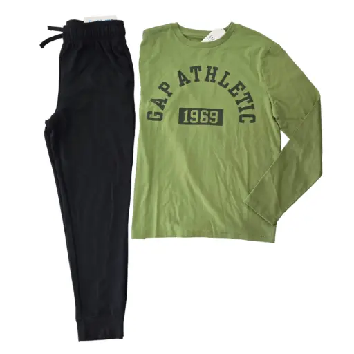 Camiseta y buzo negro de algodón, talla 12