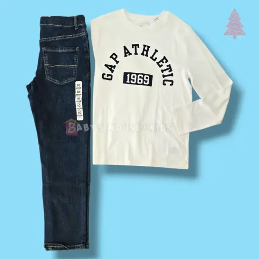 Camiseta y Jean  stretch + ancho, talla 12