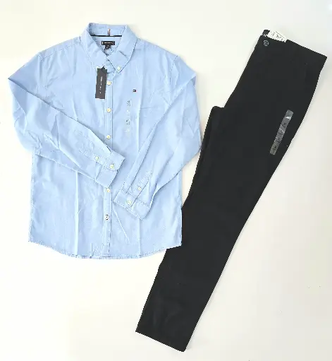 Polo azul marino y pantalón stretch gris talla 12 años 