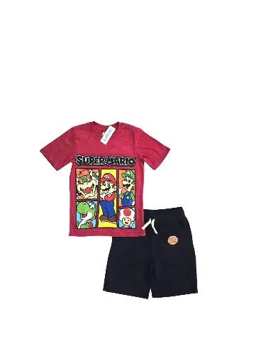 Camiseta Mario bros y short fresco talla 12 