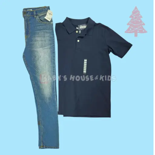 Polo azul marino y Jeans skinny talla 14